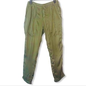 Young Fabulous and Broke khaki green satin ankle pants
